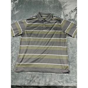 Men’s Nike Golf Large Gray/Green Striped Dri-FIT Polo Shirt Excellent Condition